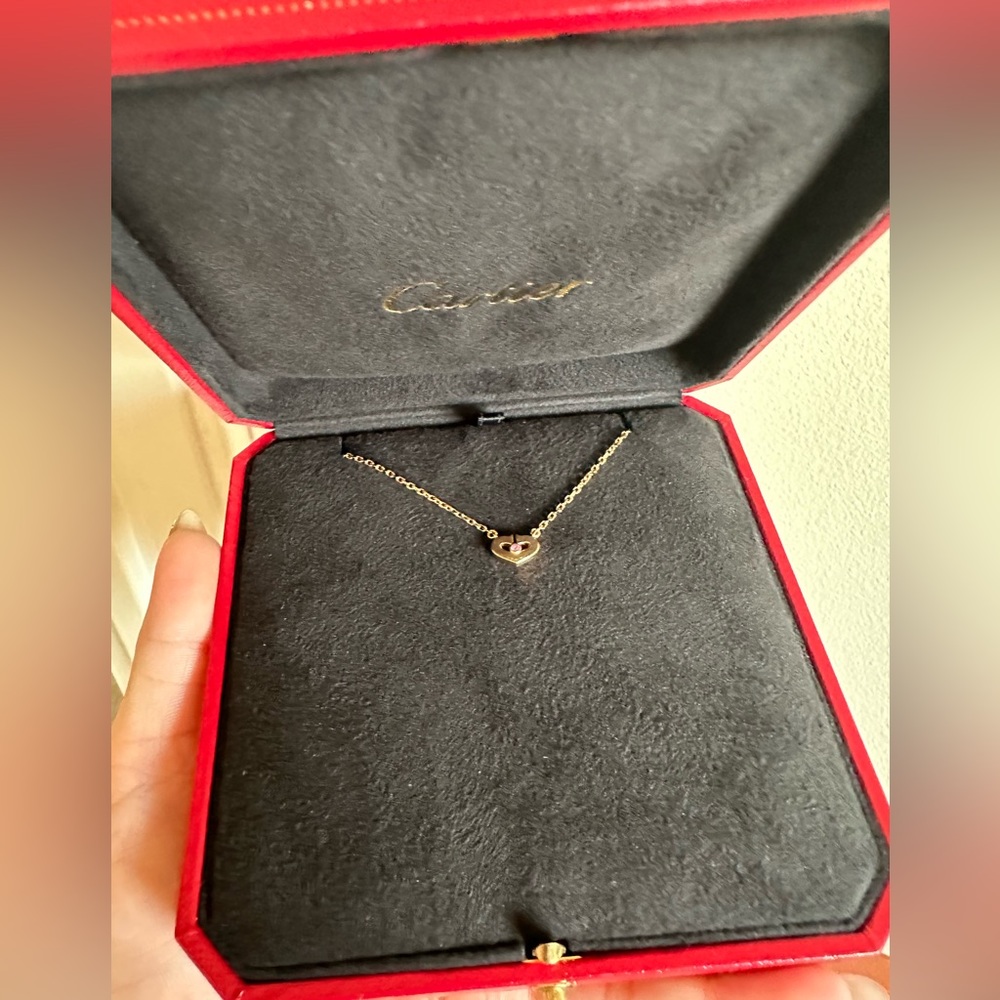 Cartier 18k rose gold and pink sapphire heart necklace